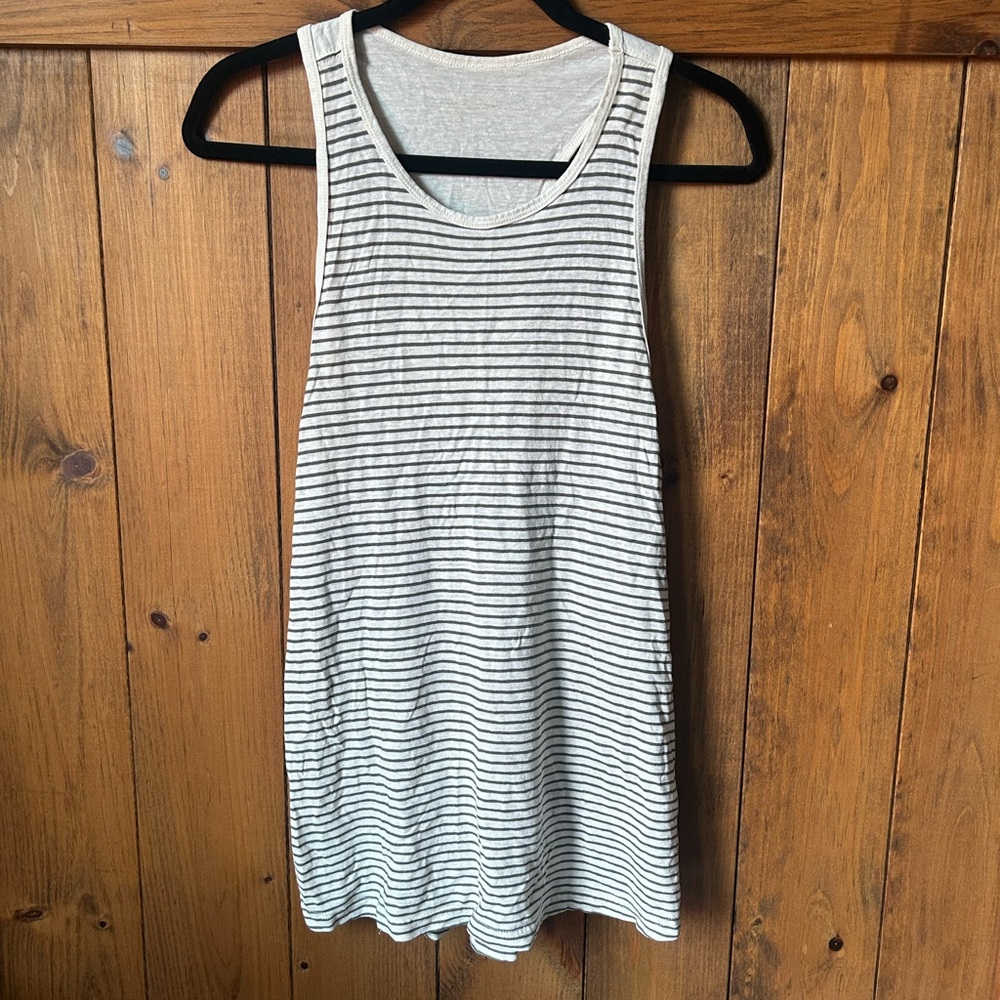 tentree White and grey Striped Tank Top